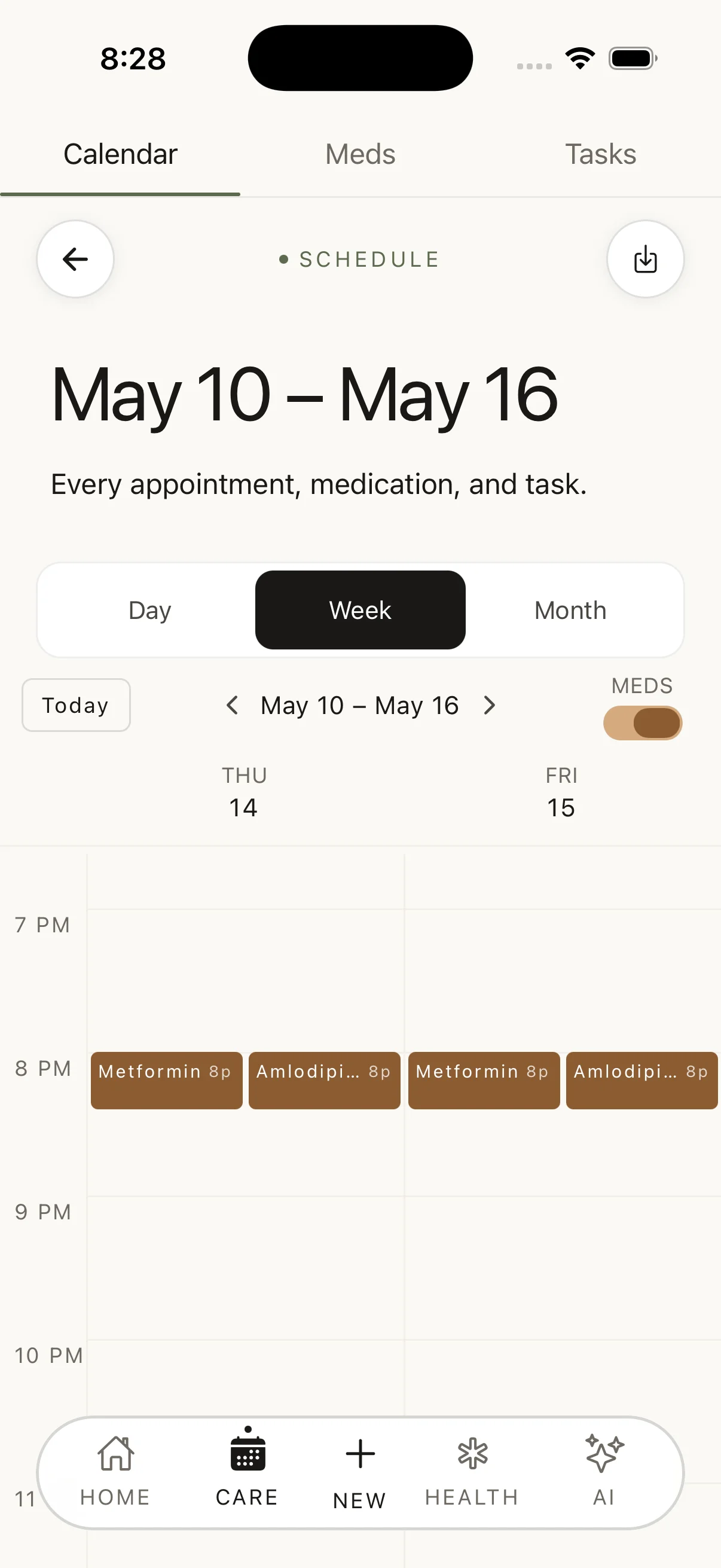 CircleCare shared calendar view