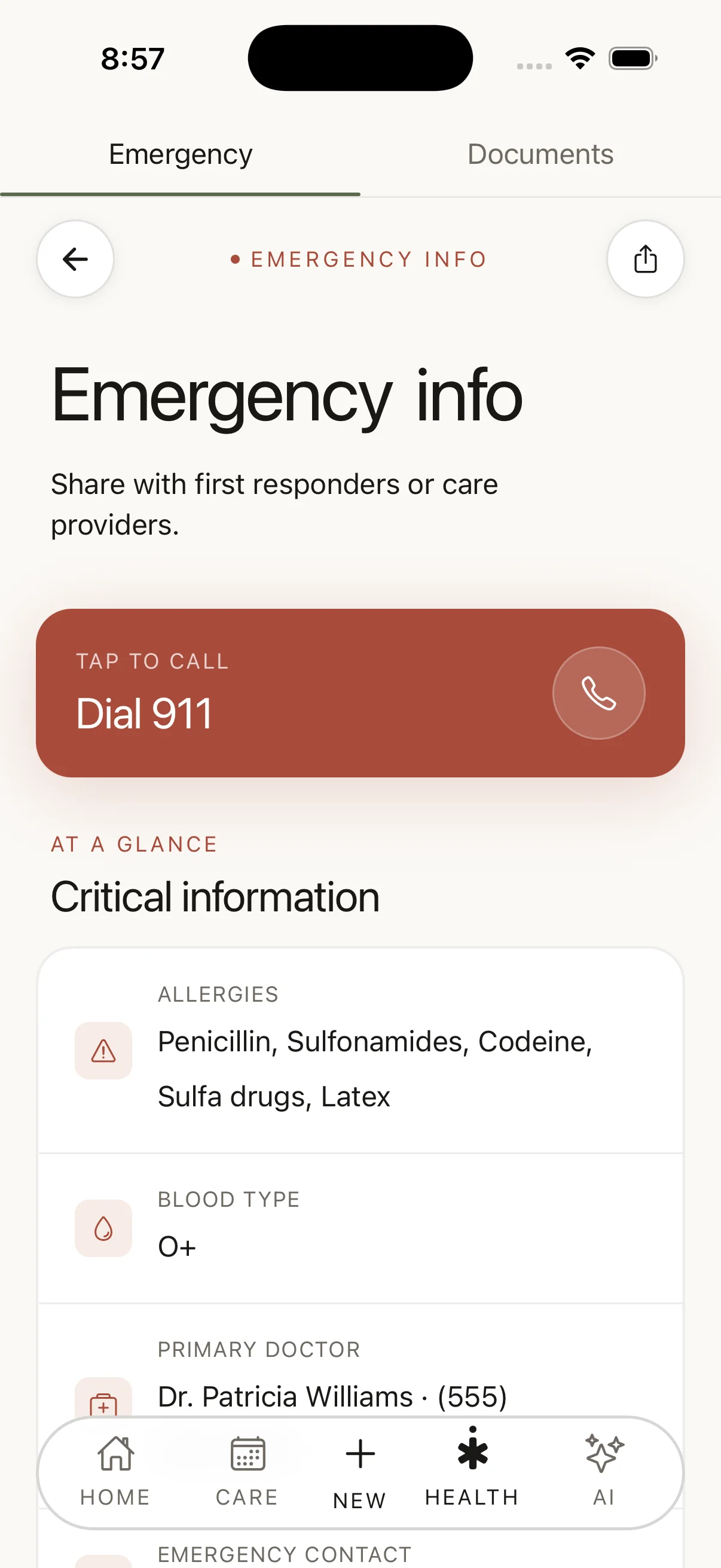 CircleCare emergency information