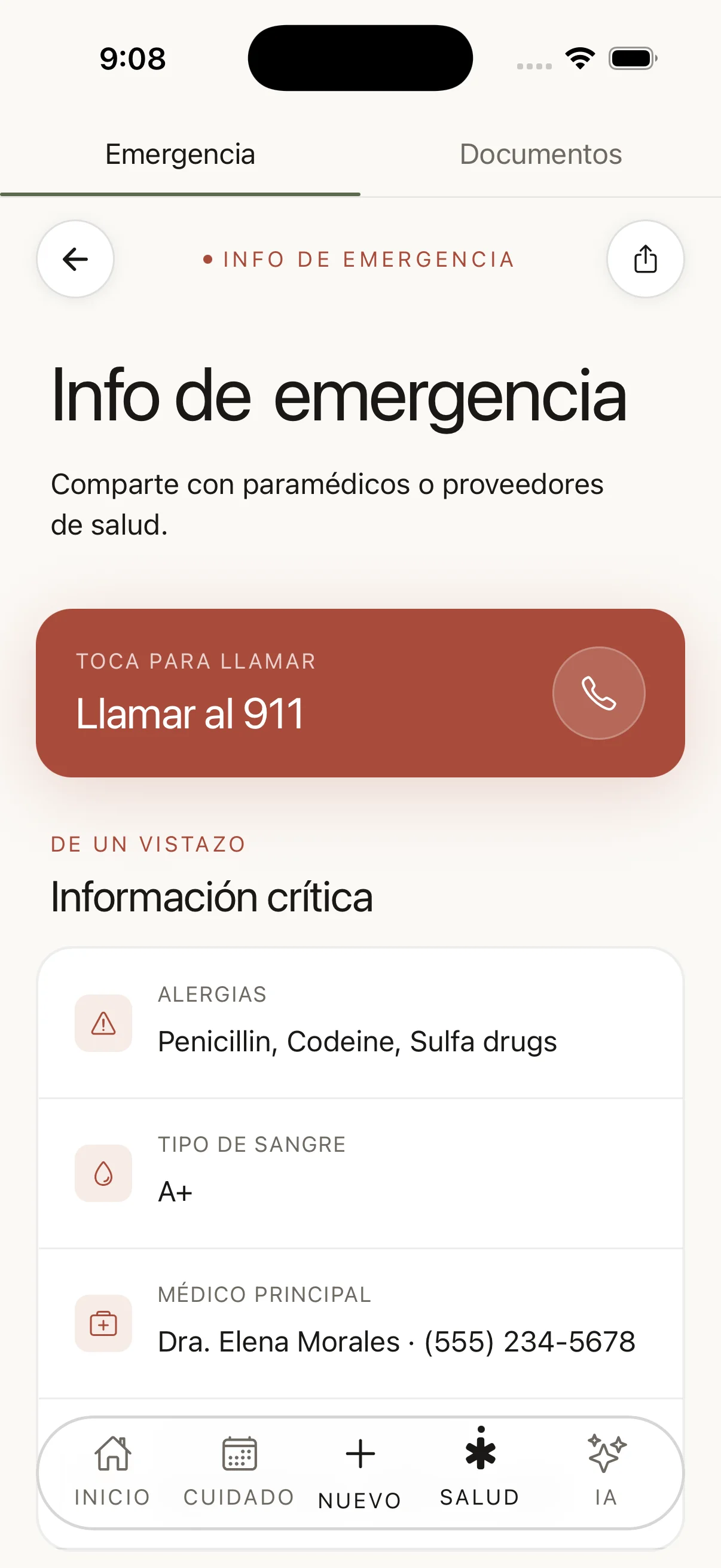 Información de emergencia CircleCare